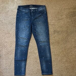 Express Women's Dark Blue Skinny Jeans with Studs